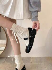 春季纯色单扣女士休闲鞋，黑色时尚水钻妈妈鞋 - 黑色 - 查看 3