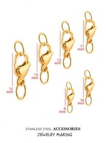 10 20 50 件/包 不锈钢龙虾扣挂钩连接器镀金带跳环适用于手链项链脚链链 DIY 珠宝制作配件用品连接 - Lobster clasp belt loop - 查看 2