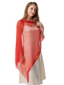 1pc 210*50cm Silk-Like Openwork Scarf/Shawl, Dual-Use Summer Headscarf & Shoulder Wrap, Gold Color