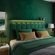 Kit Cabeceira Cama Box Nuvem Estofada Placa Modular 20x60 centímetros - Verde - Visão 1