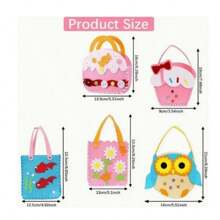 2/6/8pcs Cartoon Non-Woven Handmade Crafts Toys, Children DIY Bag Animal & Flower Handbags Crafts, Sewing Art Toys Decor, Random Style