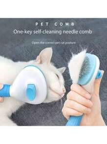1 PIEZA Cepillo quitapelo de gato, peine quitapelo de mascota, peine antideslizante de acero inoxidable para perros, accesorios para gatos