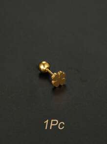 1Pc/1Pair Stainless Steel Gold/Silver Earrings With Four Leaf Clover Simple And Fashionable Design, Available In Multiple Colors, Compact And Mini Earrings, Earrings For Women's Daily Wear