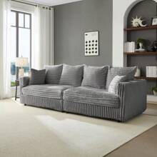 104.3" Plush Corduroy 4-Seat Sofa Modern Comfy Upholstered Sofa Cloud Couch Deep Seat Couches With Soft Pillows Convertible Deep Seat Sofa Lounge Chair For Living Room Bedroom Apartment Office