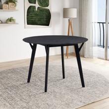 42.01 Inch Saving Place Table Wooden Dining Table For 4 Persons Modern Design Round Kitchen Table For Living Room Apartment Restaurant Black - Black + Solid Wood+MDF+Round as pic - View 1