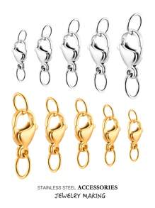 10 20 50 件/包 不锈钢龙虾扣挂钩连接器镀金带跳环适用于手链项链脚链链 DIY 珠宝制作配件用品连接 - Lobster clasp belt loop - 查看 5
