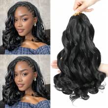 1 Pack French Curl Braiding Hair 12 Inch Pre Stretched Bouncy Curly Hair Easy Braid Crochet Hair Wavy Texture Synthetic Hair Extensions For 50g/Pack
