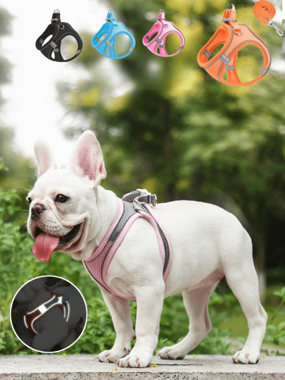 Pettorina per cani, in morbida rete traspirante, con imbottitura riflettente morbida, cinghia regolabile per il petto, adatta per gatti e cani di taglia piccola