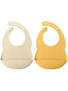 2pcs Personalized Name Pattern Silicone Bibs, Solid Color Bibs, Customized Feeding Supplies, Personalized Gift, Baby Led Weaning - Multicolor - View 16