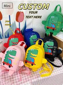 A Custom Bag With A Personalized Name Or Holiday Message. Customize Your Own Backpack. New Fashionable College Style Belt Mini Cartoon Dinosaur Print Decoration Polyester Fabric Zipper Adjustable Shoulder For Children Primary School Students To Go Back Outdoors On Vacation - Multicolor - View 2