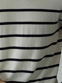 Camiseta de punto de manga corta con rayas para hombre - Blanco - Ver 3