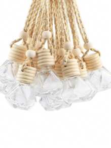 10/2pcs 0.27oz Hanging Car Air Fresheners Diffuser, Refillable Transparent Glass Essential Oil Fragrance Diffuser Pendant Mini Bottles Gifts Birthday Graduation - Multicolor - View 3