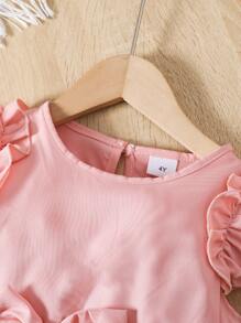 Girls Summer Dress, Young Girl Butterfly Puff Sleeve Splice Dress Suitable For 4-7 Years Old, Outdoor Daily Wear