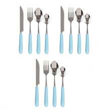 Juego de cubiertos de acero inoxidable de 2/4/12/24 piezas con mango de cerámica - Cuchillo para bistec, cuchara sopera, cuchara de postre y tenedor - Cubiertos creativos, utensilios y accesorios de cocina que incluyen cuchillo, tenedor, cuchara - Perfecto para comidas diarias, fiestas y reuniones festivas - Multicolor - Ver 18