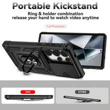 Military Push Window + Magnetic Adsorption + Stand, Multifunctional And Practical Minimalist Design Waterproof Shockproof Anti-Fall Scratch Resistant - Black - View 3