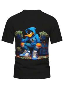 Summer Collection: Men's Casual Printed T-Shirt - Lightweight, Slim Fit With Crew Neck, Polyester Blend