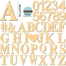 45cm/17in Large Wooden Alphabet Letters A-Z, Numbers 0-9, Blank Unfinished Wooden Letter Number Signs, Cutout Wooden Letters Suitable For Home Wall Decor, Birthday, Wedding, Party, Classroom Decoration - Apricot - View 2