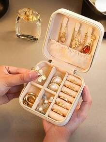 1pc Mini sieradendoos met meerdere compartimenten, draagbare reissieradendoos, afneembare sieradendisplaydoos, geschikt voor sieraden, kettingen, oorbellen, ringen, nagelkunst, haarclips, lippenstift, ideaal voor thuis en slaapkamer