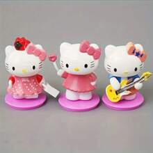 Sanrio 1 Set Of 8pcs Cute Handmade Kitty Cat Doll Model, Desktop Car Decor, Home Collection Gift Gifts Birthday Graduation