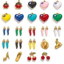 3-5 PCS Stainless Steel Small Accessories Accessories Drop Oil Cherry Pendant DIY Bracelet Necklace Pendant Key Ring Accessories Pendant Accessories - Pendants - View 3