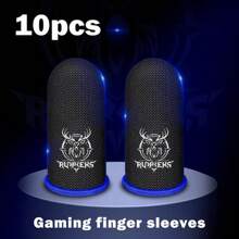 10pcs Carbon Fiber Deer Pattern Mobile Game Finge Gloves, For Pro Gamer Sweatproof Anti-Slip Anti-Sweat Absorbent Sensitive Silky Touch Screen Finger Sleeve Gaming Finger Cots