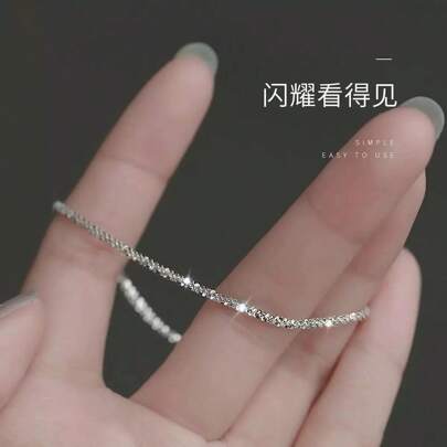 Nova pulseira de aço titânio 18K com corrente de clavícula brilhante estilo ins simples