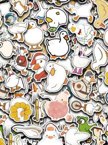 50 stuks Witte Gans Doodle Sticker Goedkope Sticker Vinyl Sticker Voor Dagboek Sticker Hand Tent Sticker Versier Feest Skateboard Telefoonhoesje Waterbeker Gitaar Sticker Sticker Diy Sticker Laptop Sticker