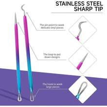 Set Of 3 Weeding Tools For Vinyl, Vinyl Weeding Tools For Permanent Vinyl/HTV Vinyl/Holographic Vinyl, Craft Vinyl Weeding Tools Kit With Hook And Pick With Tweezers - Multicolor - View 3