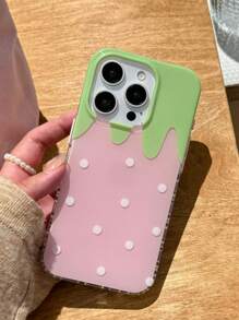 Cute Minimalist Pink Bow Polka Dot Phone Case, Compatible With IPhone 17 Pro Max, 17 Pro, 17 Air, 17, 16, 15, 14, 13, 12, 11 Pro Max Plus, Soft Protective Back Cover, Gift For Girls - Strawberry - View 4