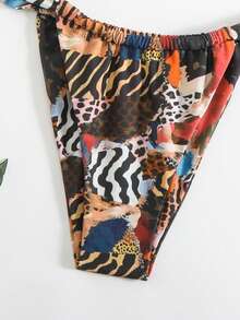 Women's Summer Beach Leopard Print Sexy Plus Size Bikini Set, Randomly Printed - Multicolor - View 4