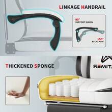 Gaming Chair With Footrest Ergonomic Computer Chair With Lumbar Support With 4D Foam Sports Seat Cushion Breathable Leather Material Height Adjustable Adult Office Chair White
