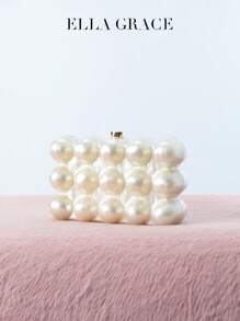 ELLA GRACE 包 - 以特殊方式装饰白色珍珠。配以金链，彰显优雅、高贵和时尚。适合派对、鸡尾酒会、婚礼、舞会、正式派对、年终舞会、年终派对。送礼的绝佳选择。 - 米色 - 查看 6