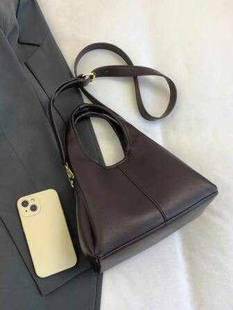 Kvinnors Bucket Bag Tote Handväska, Mode Minimalistisk Pendling Elegant High-End Svart Crossbody axelväska för kvinnor