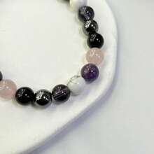 8mm Natural Stone Bead Bracelet, Including Amethyst, Obsidian, Hematite, Rose Quartz, Lepidolite, Handmade Beads, Vintage Boho Style, Calm Mind & Communication, Relieve Anxiety, Magnificent Crystal Holiday Gift