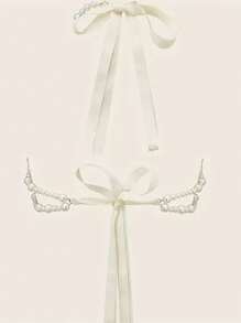 1pc Handmade Adjustable Pearl Body Chain - Essential For Goddess, Perfect For Layering And Special Occasions - White - View 3