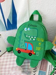 A Custom Bag With A Personalized Name Or Holiday Message. Customize Your Own Backpack. New Fashionable College Style Belt Mini Cartoon Dinosaur Print Decoration Polyester Fabric Zipper Adjustable Shoulder For Children Primary School Students To Go Back Outdoors On Vacation - Multicolor - View 15