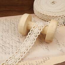 1pc 5.5Yards Hollow Lace Trim With Bow & Ribbon, DIY Decoration Supplies For Floral Box, Hair Accessory, Fabric, Lingerie, Sewing Needs - Original White - View 2