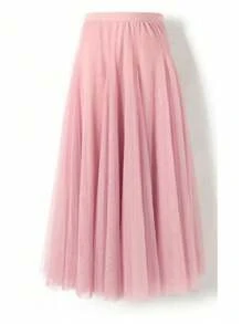 1pc Women High Waist Maxi Tutu Skirt, Available In Lake Blue, Pink, Olive Green, Blue Grey, Black, White, Red, Fluffy 4-Layer Mesh With 1 Layer Lining, No Bone Petticoat, Suitable For Dress Up, Stage Performance, Summer Mesh Skirt, Cosplay Fall Clothes For Women - Multicolor - View 12