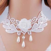 Women Fashionable Faux Pearl Decor Choker, For Party