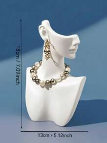 1pc White Elegant Polyresin Side-Profile Model Earring & Necklace Display Stand, Creative Jewelry Holder Display Prop