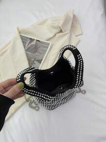 Bag Exquisite Handbag Fashion Diamond Bucket Bag Chain Shoulder Messenger Bag - Silver - View 6