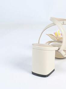 2025 New Ladies' High Heel Orchid Decor Shoes, Streamlined Elliptical Toe Cap, Comfortable Mid-Heel Sandals For Spring/Summer, Suitable For Nightclub, Party, Street, Date And Social Occasions