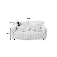 104.3" Plush Corduroy 4-Seat Sofa Modern Comfy Upholstered Sofa Cloud Couch Deep Seat Couches With Soft Pillows Convertible Deep Seat Sofa Lounge Chair For Living Room Bedroom Apartment Office