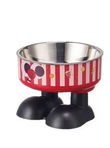 1pc Elevated Cartoon Cat Dog Pet Food Water Bowl With Spill Prevention, Raised Feeder