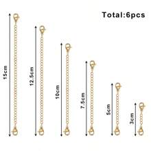 3/6/12 件项链延长器,不锈钢项链延长器,适用于项链,6/10/15cm-3/5/7.5/10/12.5/15cm 精致项链延长链套装,适合女士珠宝制作 - 延長鏈 - 查看 12