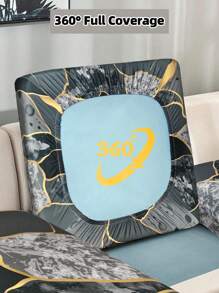 1pc Geometric Triangle Printed Milk Silk Stretch Sofa Seat Cushion Cover, Suitable For All Seasons