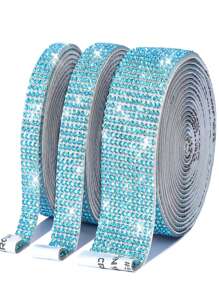 1 Yards Lakeblue Tự dính Rhinestone Ribbon Pha lê Kim cương Bling Ribbon DIY Trang trí Nhãn dán với 2 mm Rhinestone cho Nghệ thuật Thủ công DIY, Trang trí Tiệc cưới, Trang trí Điện thoại Xe hơi Máy tính Bình nước Trang trí Giá đỡ Trang điểm - 1 yard hồ xanh - Xem 3