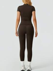 NcmRyu Damen Einfarbiges minimalistisches Lässig Sport Set