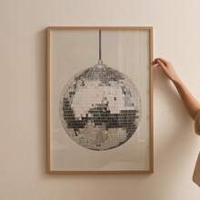 1pc Disco Ball Posters Print, Apartment Wall Arts, Print, Vintage Wall Arts, Dorm Room Decor, Funky Wall Art, Preppy Wall Art, Girly Wall Art, No Frame - Silver - View 2