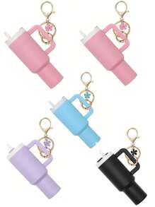 Juego de 1/2/3/5/8 piezas de llavero con mini vaso, lindos encantos con vaso para mujer para bolso, mochila, botella de agua mini - Estilo callejero, multicolor, accesorios del llavero, encantos para bolsos, vasos, 5/3/2/1 llaveros, accesorios para bolsos, encantos para bolsos de mano, caja de almacenamiento de lápiz labial, accesorios para bolsos, llavero de mini vaso, llavero de mini vaso para llavero o bálsamo labial, llavero lindo de vaso